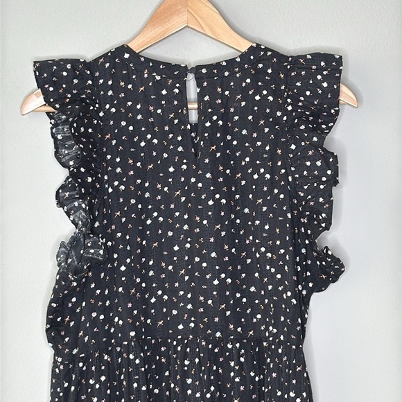 Universal Thread Cotton Ruffle Sleeveless Maxi Dress in Black Floral Size Large - Picture 7 of 9